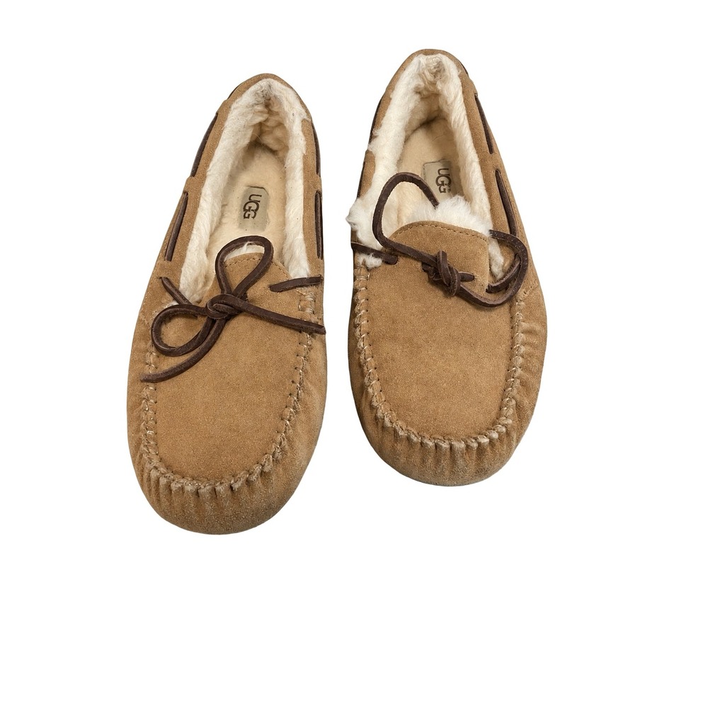 UGG Dakota Chestnut Suede Moccasin Slippers 1107949 Womens 7 lined cozy warm - Picture 3 of 7